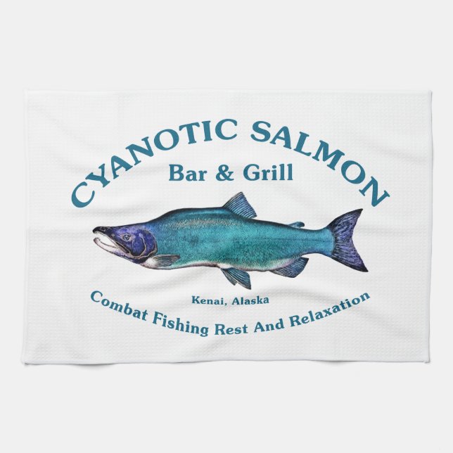 Cyanotic Salmon Bar & Grill Kitchen Towel (Horizontal)