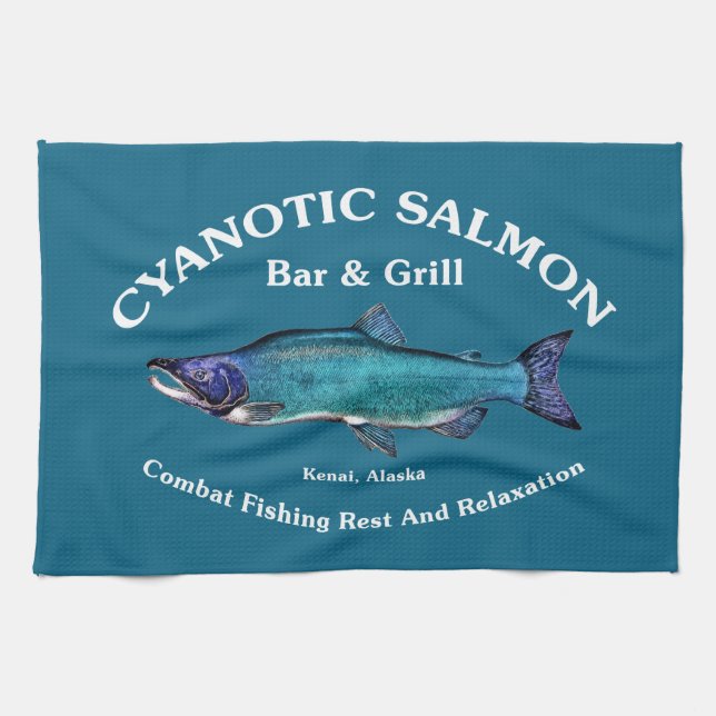 Cyanotic Salmon Bar & Grill Kitchen Towel (Horizontal)