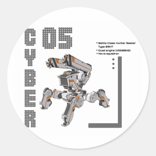 Cyber 05 Mech robot Classic Round Sticker (Front)