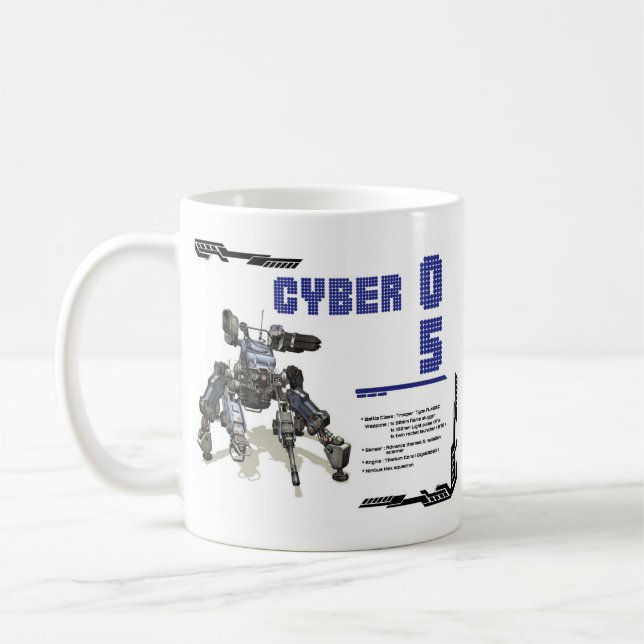 Cyber 05 Mech Robot Design Coffee Mug (Left)