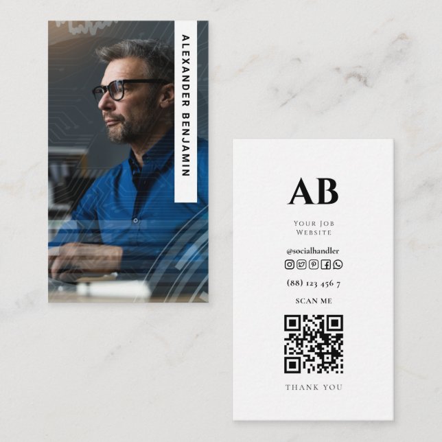 Cyber  Analyst Photo QR Code Business Card (Front/Back)