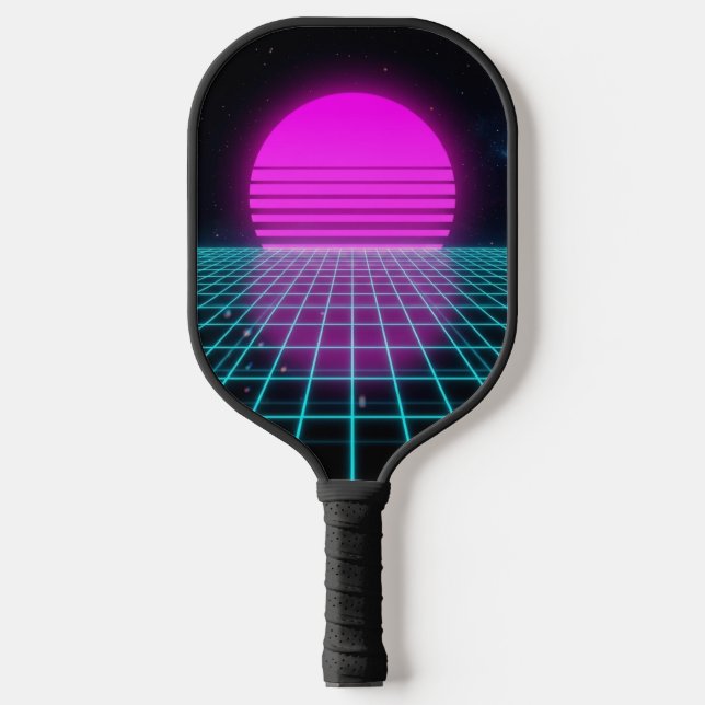Cyber Athletic Laser Horizon Neon 80s Custom  Pickleball Paddle (Front)