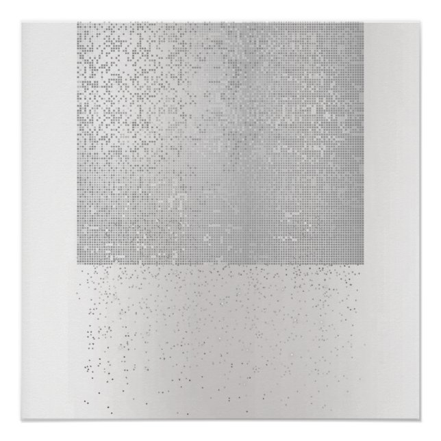 Cyber Binary Minimal Monochromatic Silver Grey Lux Poster (Front)