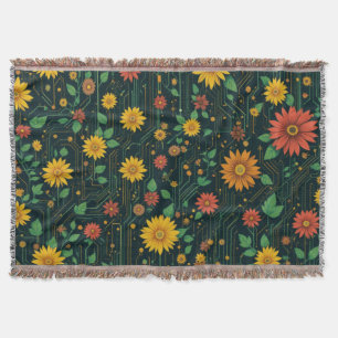 Cyber Bloom Throw Blanket