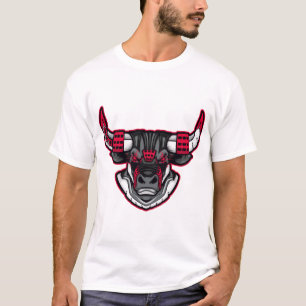 Cyber Bull Head - Futuristic Mecha Animal Graphic T-Shirt
