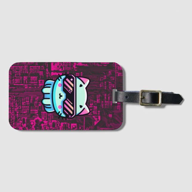 Cyber Cat Luggage Tag (Front Horizontal)