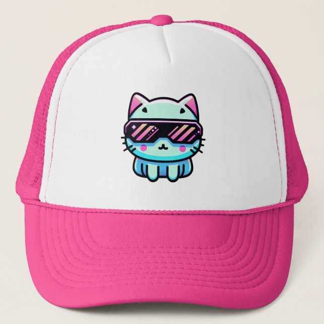 Cyber Cat Trucker Hat (Front)