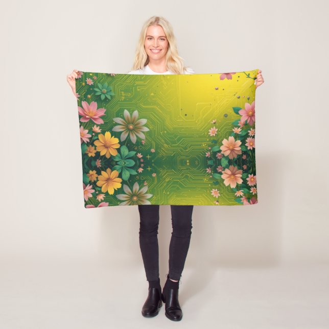 Cyber Chartreuse Fleece Blanket (In Situ)