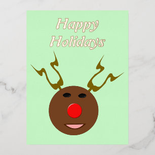 Cyber Christmas Reindeer Custom Foil Holiday Postcard