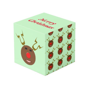 Cyber Christmas Reindeer Custom Photo Cube