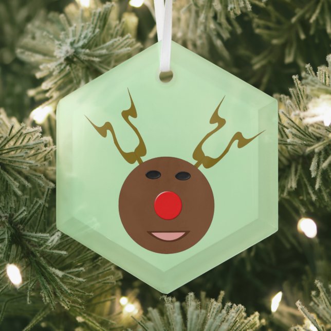 Cyber Christmas Reindeer Glass Ornament (Insitu)