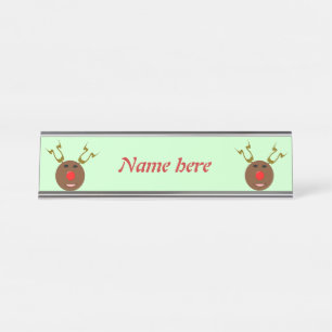 Cyber Christmas Reindeer Personalized Desk Name Plate