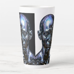 Cyber Chrome Sentinel Latte Mug