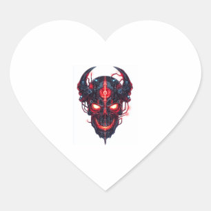 Cyber Demon Skull Lord Heart Sticker