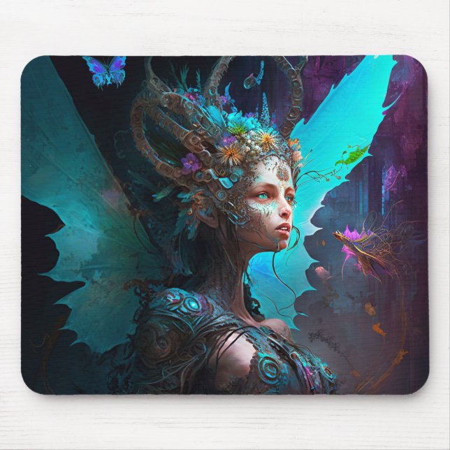 Cyber Fairy Fantasy Art Mouse Pad (Front)