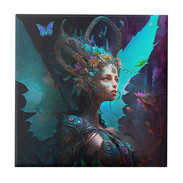 Cyber Fairy Fantasy Art Tile (Front)