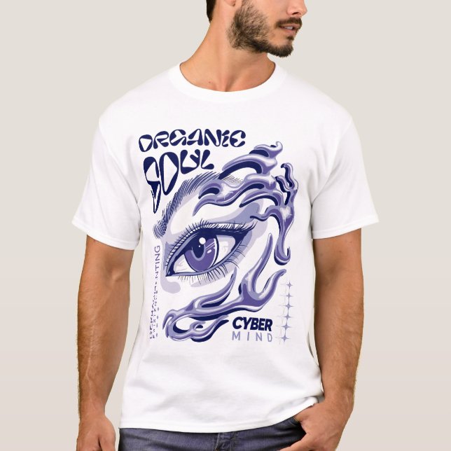 Cyber Fantasy Eye with Liquid Waves T-Shirt (Front)