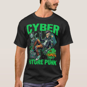 Cyber Future Punk – Neon Streetwear Cyborg Cat T-Shirt