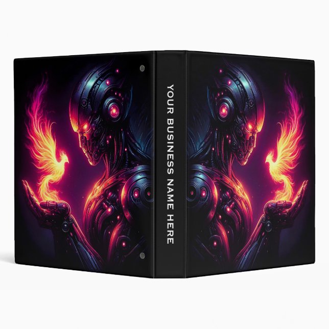 Cyber Futuristic Robot Phoenix Fire Spirit Binder (Background)
