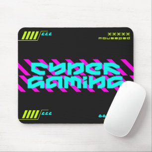 Cyber Gaming Cyberpunk Neon Futurist Tech Mouse Pad