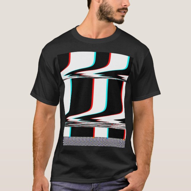 Cyber Glitch Mod Stripe T-Shirt (Front)