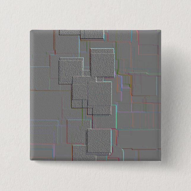 "Cyber Gothic" Geometric Art 2 Inch Square Button (Front)