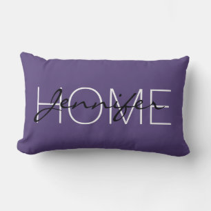 Cyber grape colour home monogram lumbar pillow