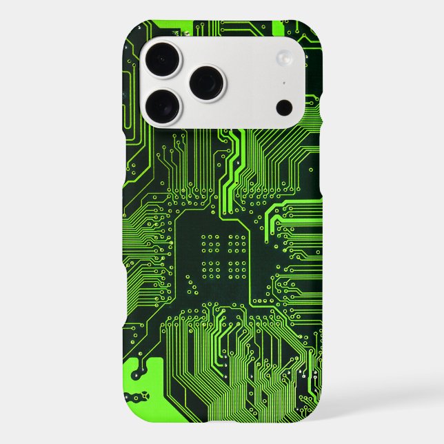 Cyber Green PCB Circuit Board Trace Pattern Art (Back)