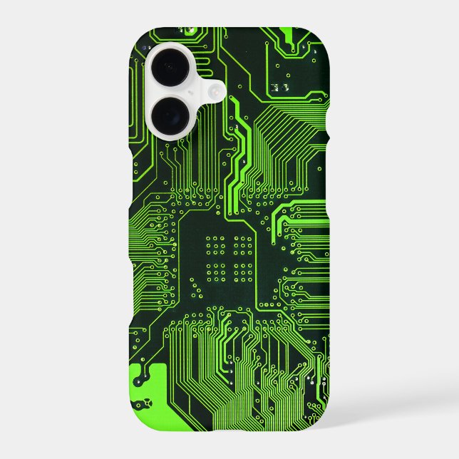 Cyber Green PCB Circuit Board Trace Pattern Art (Back)