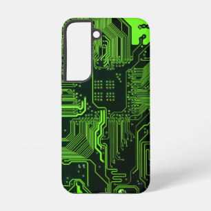 Cyber Green PCB Circuit Board Trace Pattern Art Samsung Galaxy Case