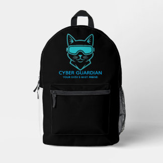 Cyber Guardian Neon Cat - Professional Tech & Hack Printed Backpack