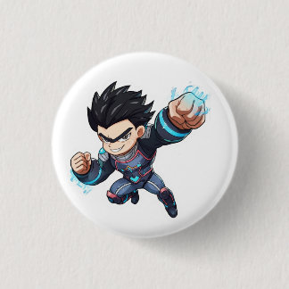 Cyber Hero Anime Fighter – Powerful Chibi Characte 1 Inch Round Button