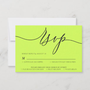 Cyber Lime Jet Black Minimal Modern RSVP Card