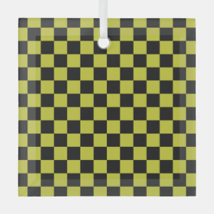 Cyber lyme checkerboard pattern glass ornament