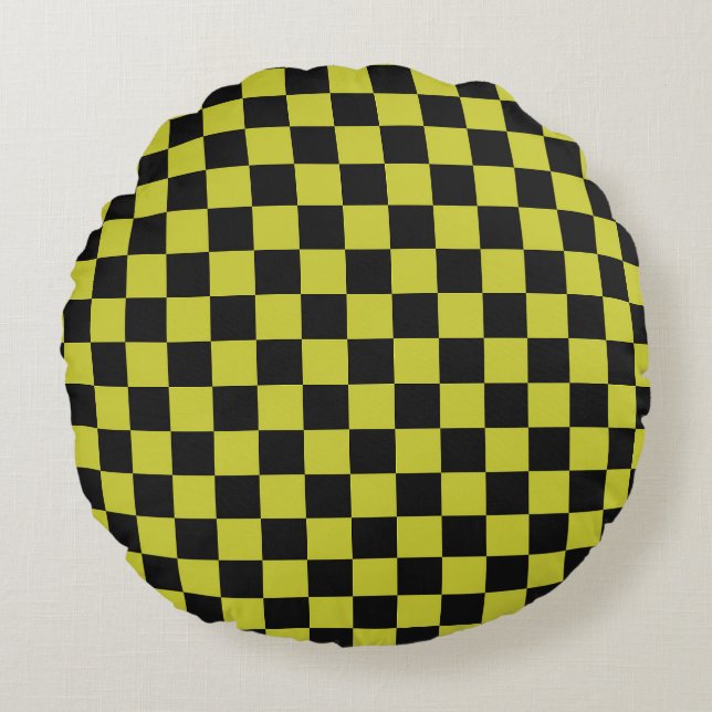 Cyber lyme checkerboard pattern round pillow (Front)