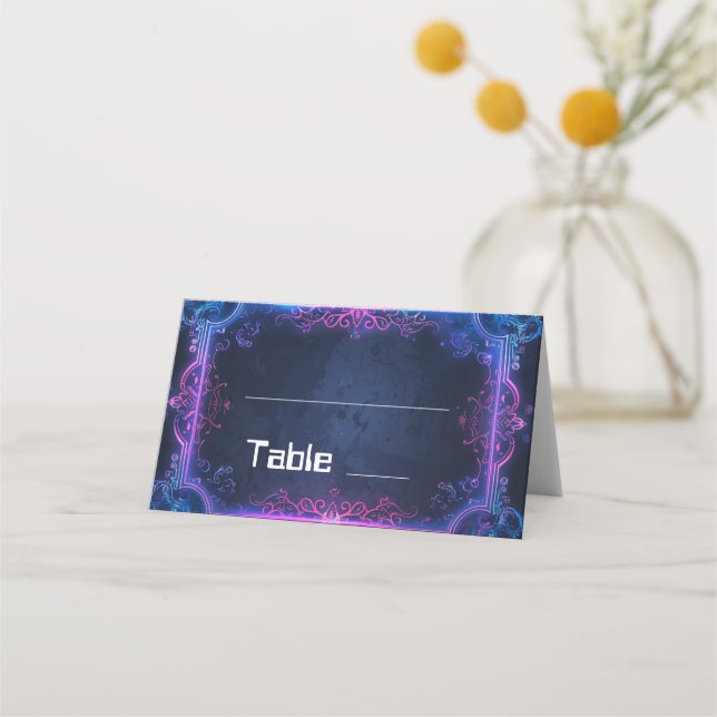 Cyber-Medieval Fusion Wedding Place Card (Front)