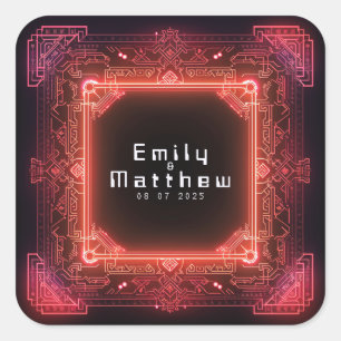 Cyber-Medieval Fusion Wedding Square Sticker