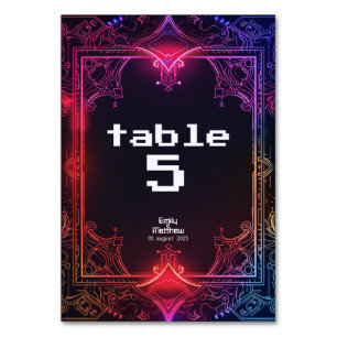 Cyber-Medieval Fusion Wedding Table Number
