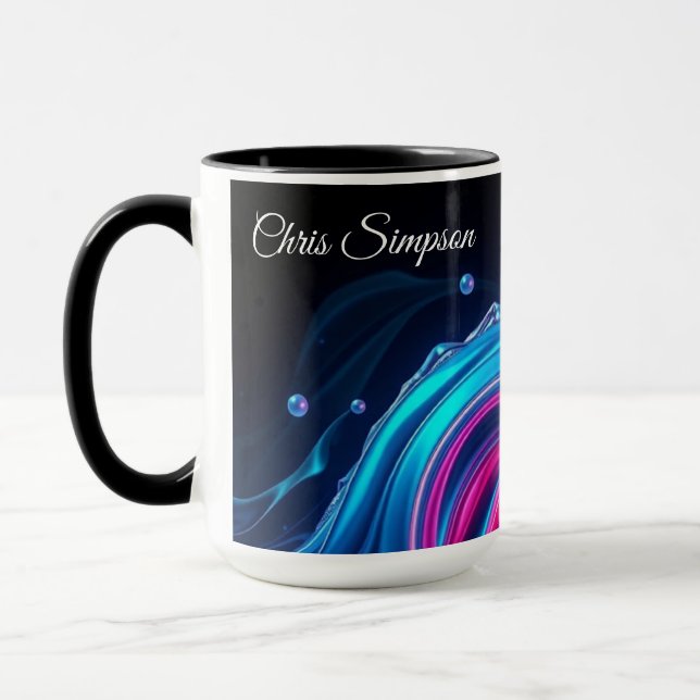 Cyber-Natural Wave Mural Full Wrap Personalized Mug (Left)