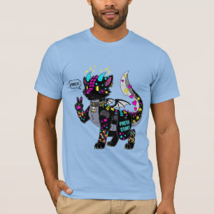 Cyber Neon Gamer Cat Furry T-Shirt
