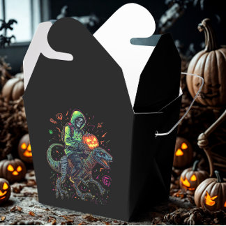 Cyber Neon Skeleton Riding Robo Dino – Halloween  Favor Box