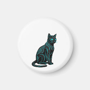 Cyber Nyan Futuristic Cyberpunk Cat Gamer Apparel Magnet