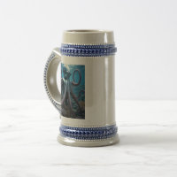Cyber Octopus blue stein 2 sided
