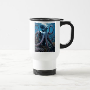 Cyber Octopus left hand white travel mug