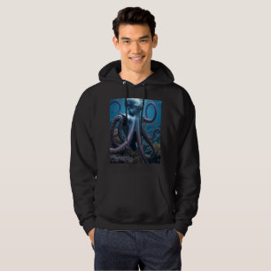 Cyber Octopus men black hooded sweatshirt