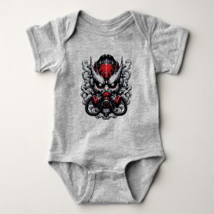 Cyber Oni: Smoke Warrior Mask Baby Bodysuit