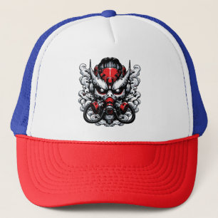 Cyber Oni: Smoke Warrior Mask Trucker Hat
