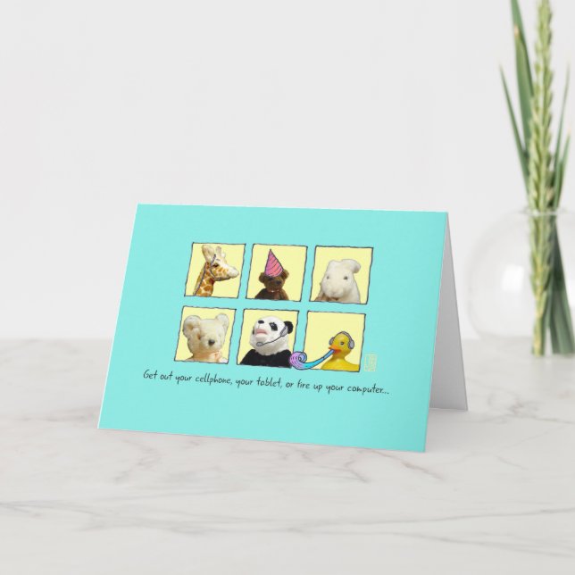 Cyber Party Animals in Windows Birthday Card (Front)