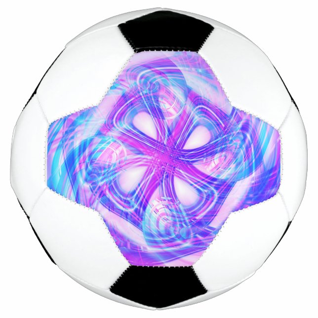 Cyber Pink and Blue Compact Mirror Soccer Ball (Front)