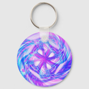 Cyber Pink and Blue Keychain